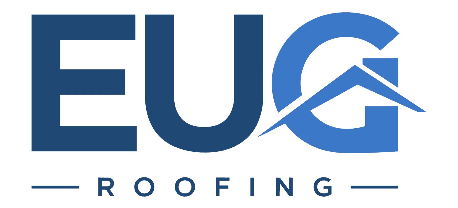 EUG Roofing logo with house roof graphic for roofing services.