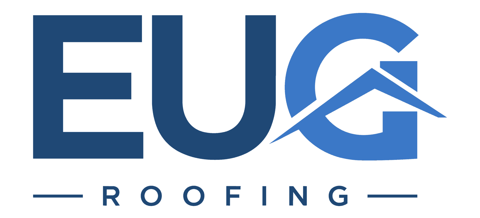 EUG Roofing logo with house roof graphic for roofing services.